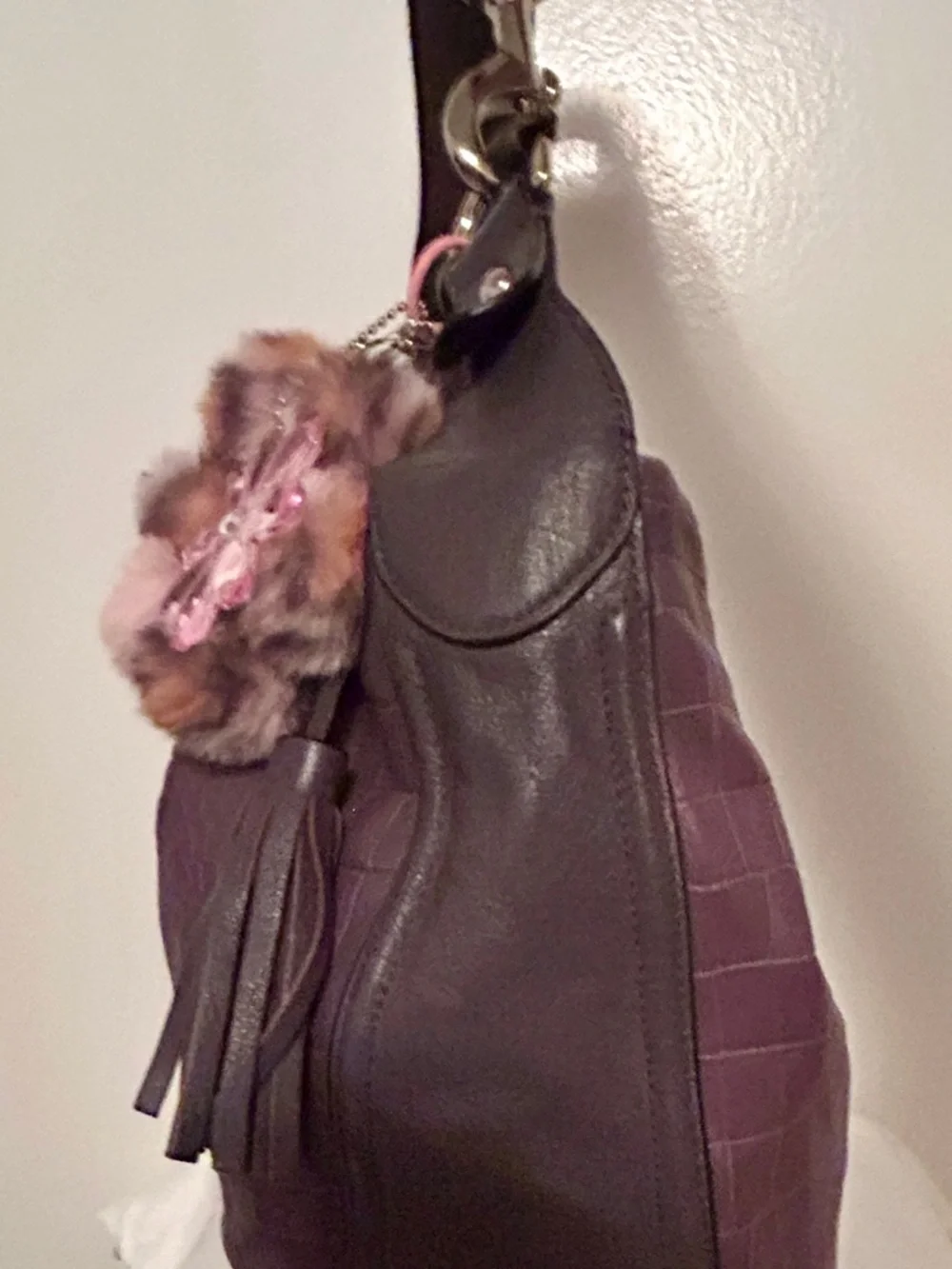 Coach Avery Embossed Croc Hobo Bag, Authentic Coach charm added. - Picture 3 of 13